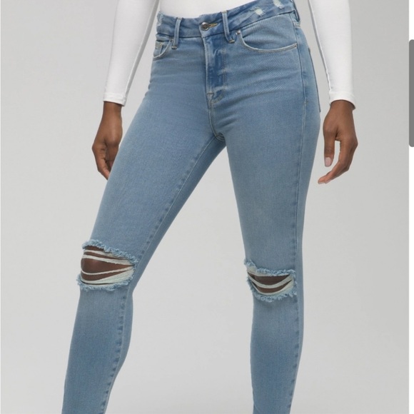 Good American Good Legs Cropped Distressed Skinny Jeans in Blue 523 sz 4/ 27 - Picture 2 of 16